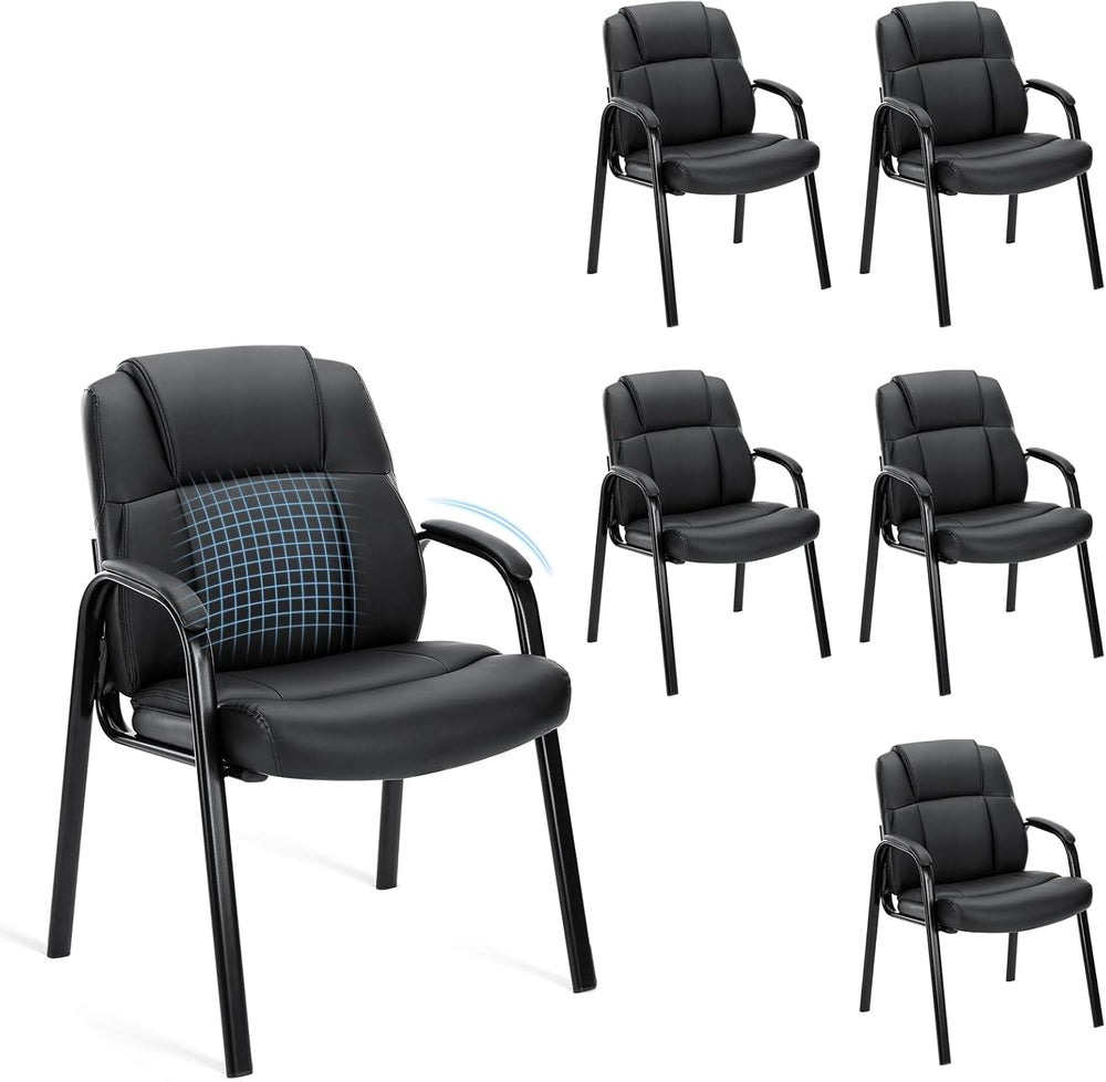 OLIXIS Office Waiting Room Chairs Set of 6, Stationary Side Guest Chair