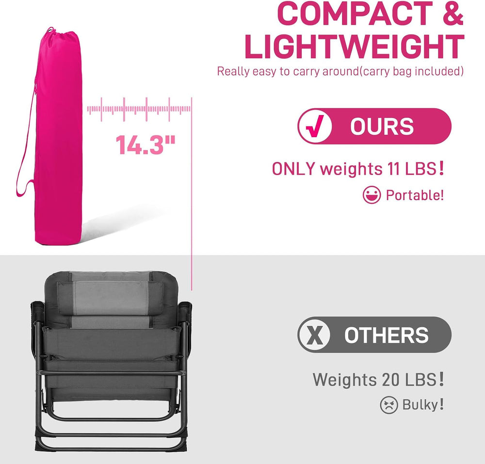 EVER ADVANCED Reclining Camping Chairs for Adult Lightweight, Folding Recline...