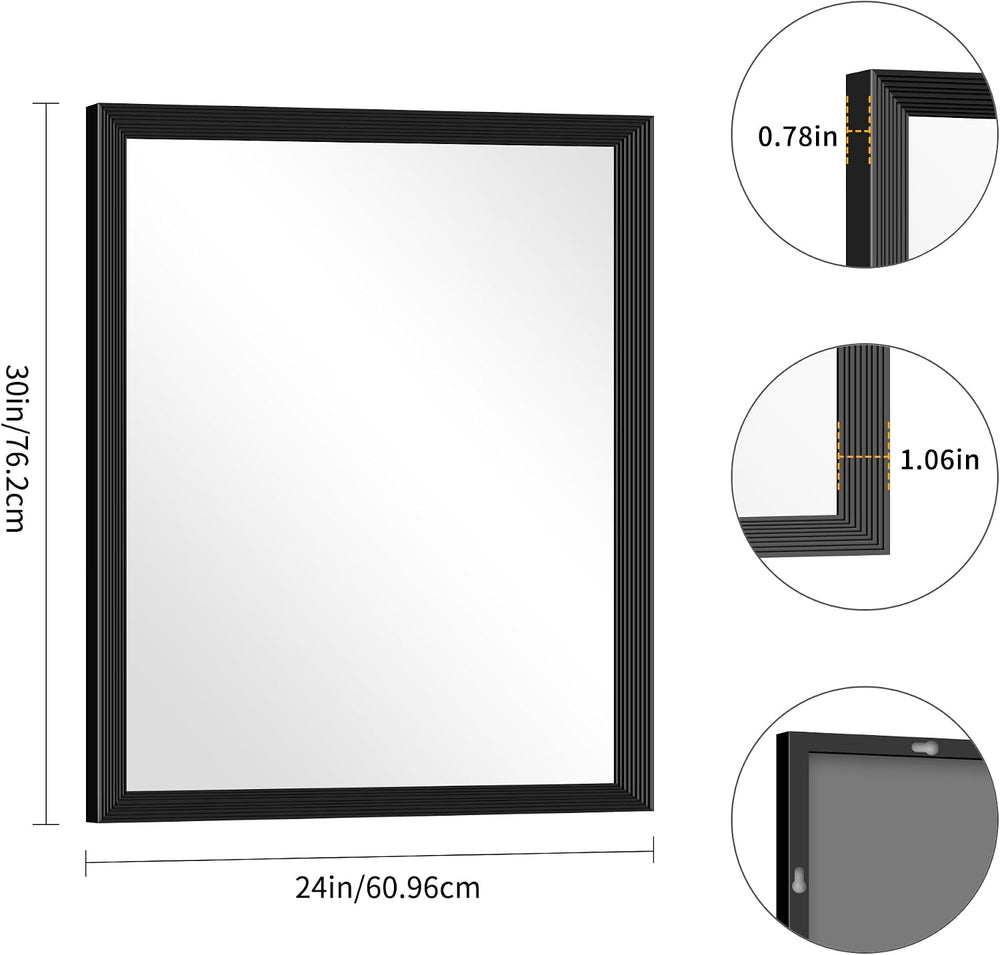 DESBING 24"x30" Black Bathroom Mirrors for Over Sink, 3MM Tempered ...