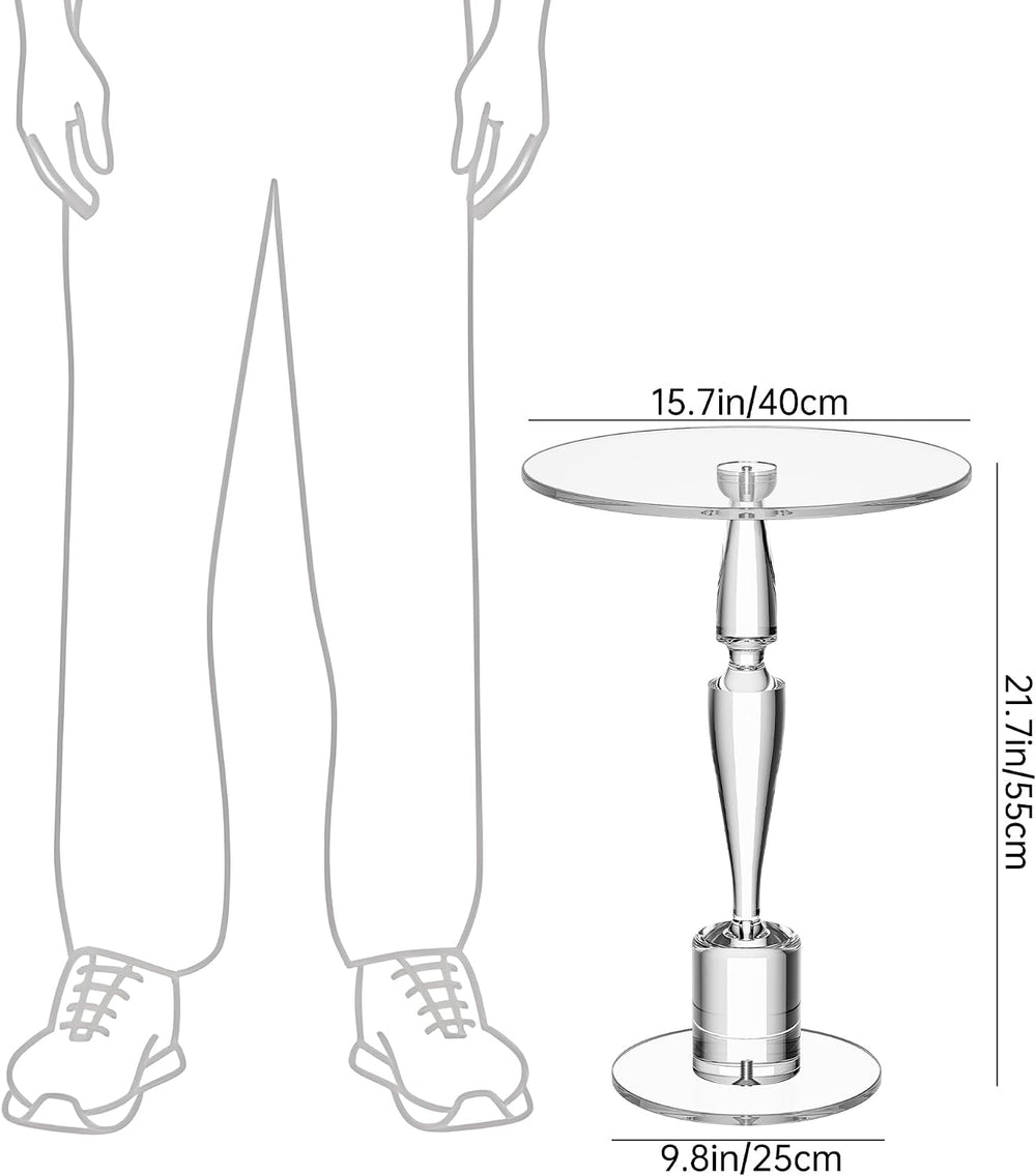 Acrylic Round Side Table, End Table Nightstand Pedestal Table for Living Room...
