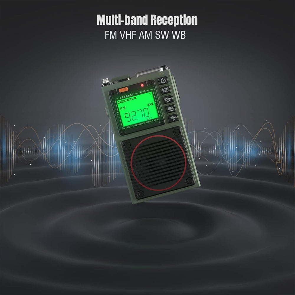 Raddy RF75A App Control Shortwave Weather Radio, Army Green