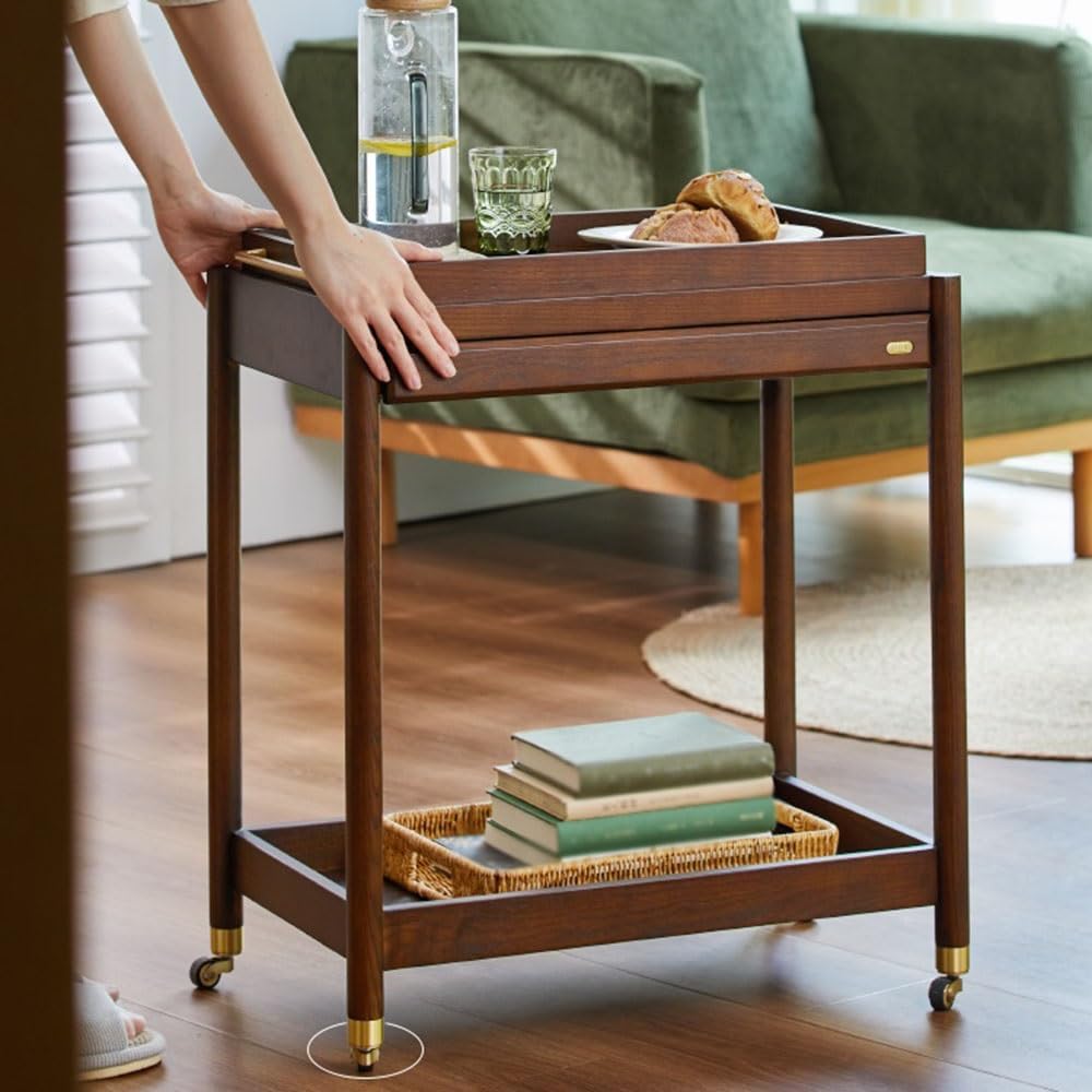Minimalist Side Table Retro Country Style Small Trolley Movable Sofa Side Tab...