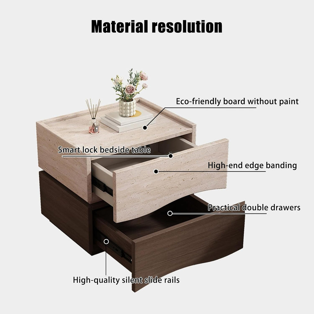Bed end Table with Drawer, Smart Nightstand Table with Locks, Side end Bedsid...