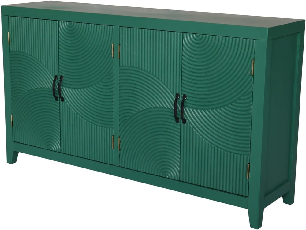 Farmhouse Accent Cabinet with 4 Doors, Mid Century Modern Pantry Cabinet, foe...