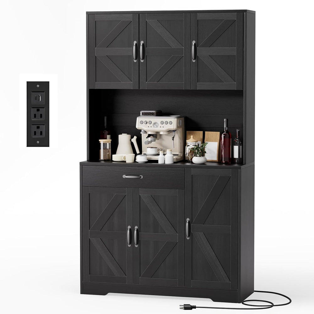 GRUSIGN 71" Pantry Cabinet with Charging Station, Large Capacity Kitchen...