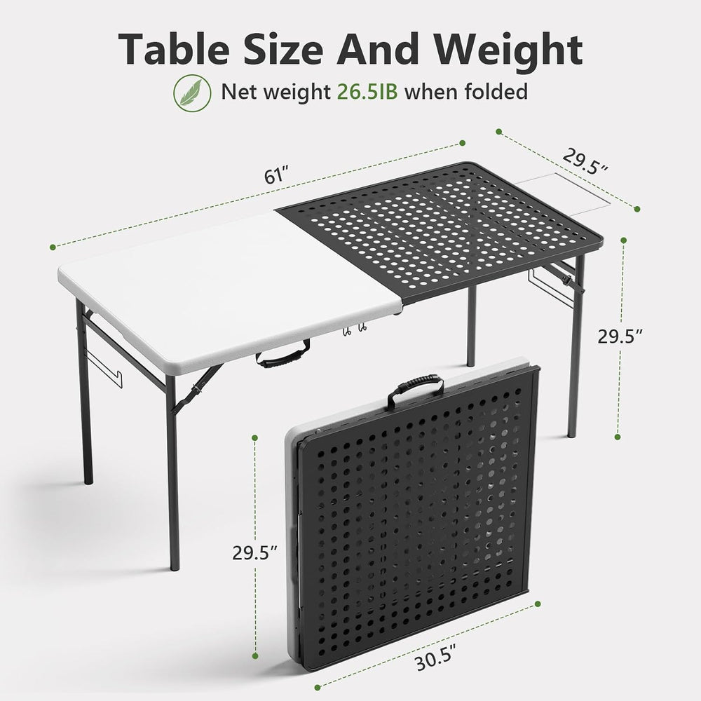 Folding Table, 5ft Folding Grill Table, Portable Camping Table for Cooking &a...