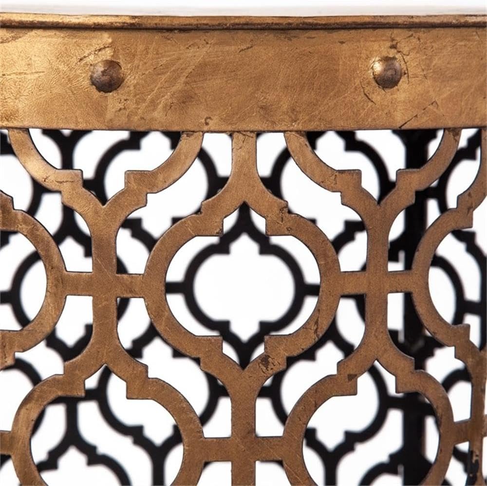 Pemberly Row Gold Cylindrical Metal Accent Tables, Set of 2, 16x15 in, Antiqu...