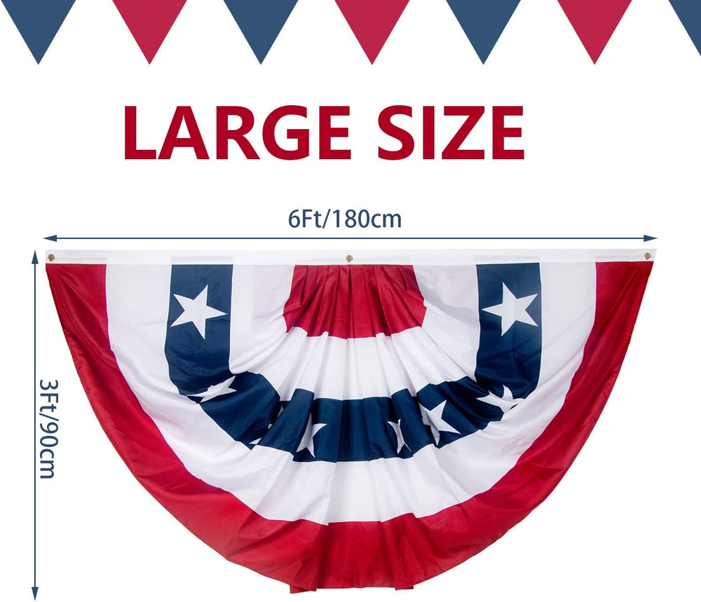 3x6 Ft USA Pleated Fan Flag, American US Flag Bunting for Outside, Patriotic ...