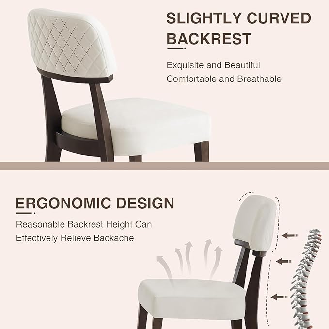 Modern Wood Dining Chairs Set of 4, Velvet Upholstered Kitchen Chairs with Op...
