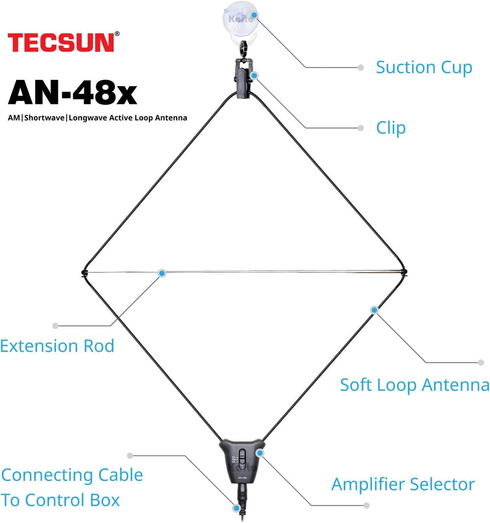 Tecsun AN-48X Indoor Active Loop AM/LW/SW Radio Antenna