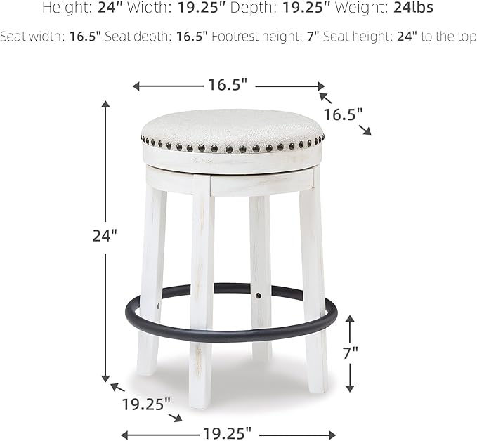Signature Design by Ashley Valebeck 24" Counter Height Upholstered Swive...