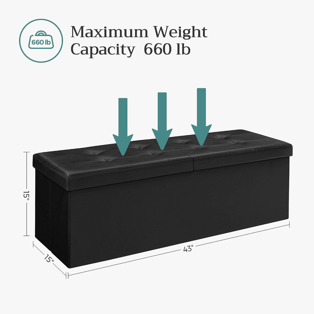SONGMICS 43.3 Inches Folding Storage Ottoman Bench with Flipping Lid | Storag...