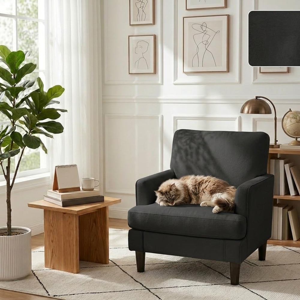Kromax Accent Chair for Living Room, No Screws Assembly Required, Black