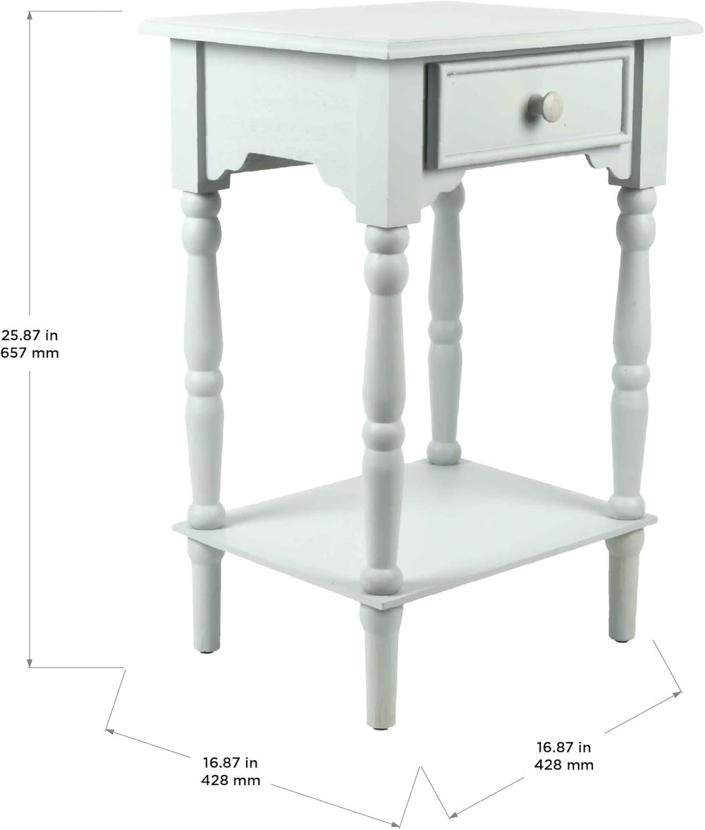 Decor Therapy Jane Nightstand Side Table with a Drawer, Shelf, Traditional De...