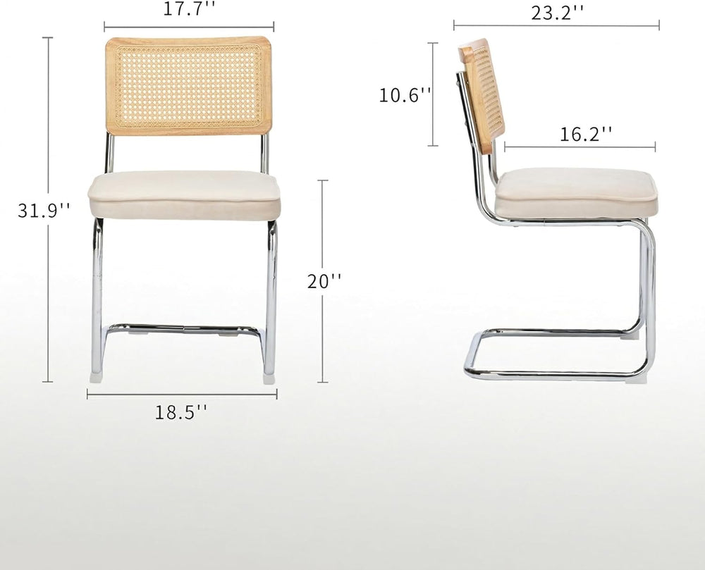 Rattan Dining Chairs Set of 4, Mid-Century Modern Dining Room Chairs with Can...