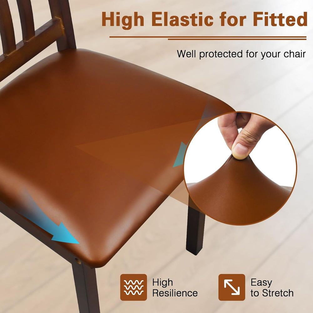 Leather Seat Covers for Dining Chairs Waterproof Chair Seat Covers Set of 6 O...