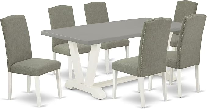 East West Furniture V097EN206-7 7 Piece Modern Dining Table Set Consist of a ...
