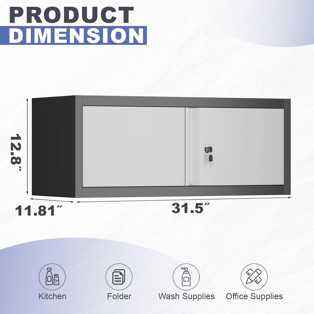 Metal Locking Cabinet, 12.8" H Garage Cabinet Wall Mount, Steel Storage ...