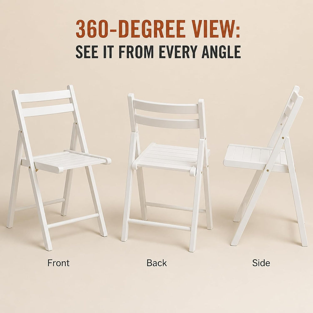 Ergode Robin 4-Piece Folding Chairs, Solid Wood, Walnut & White