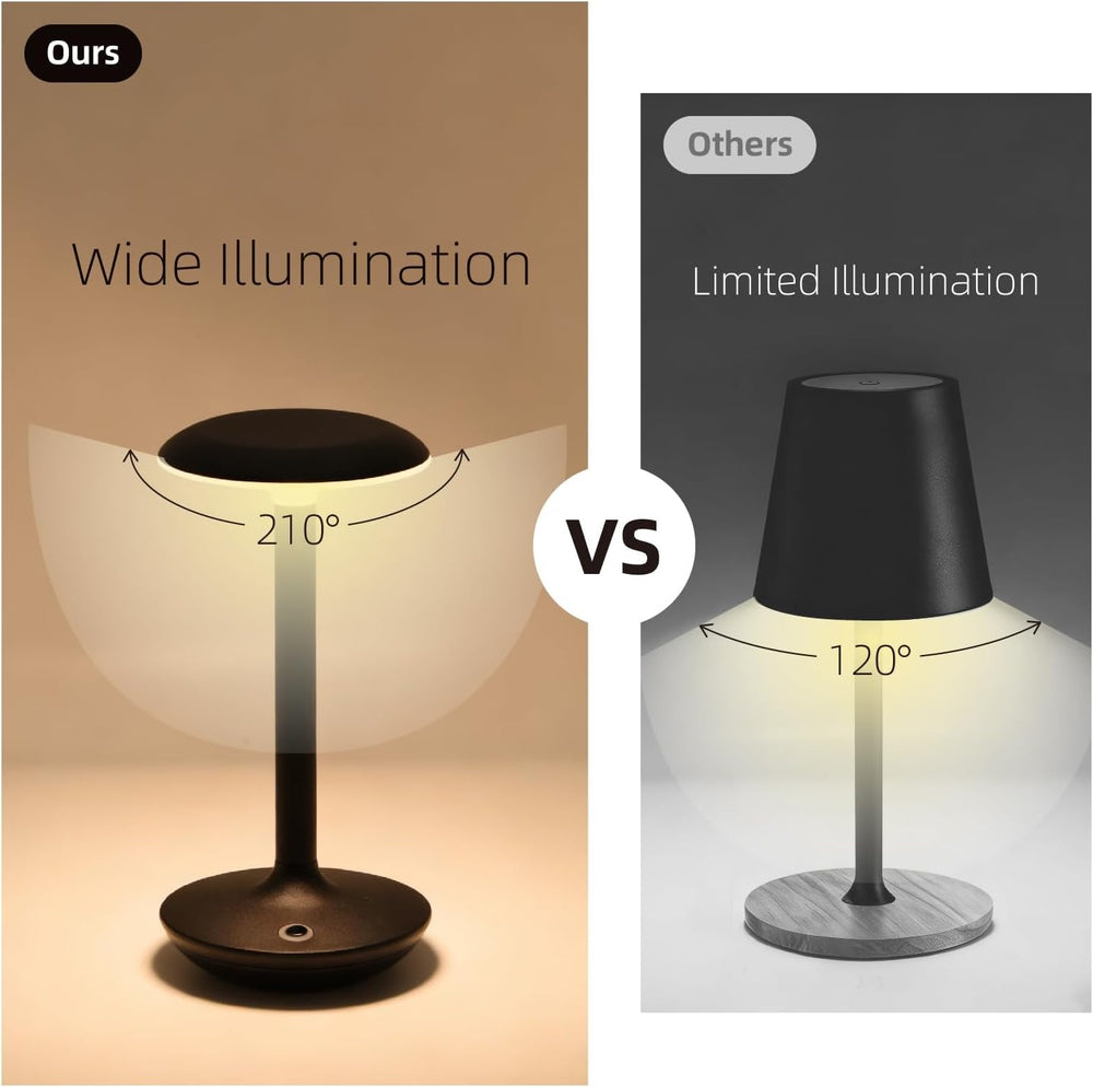 3 Pack Cordless & Waterproof Small Metal Table Lamp with All-in-One Charg...
