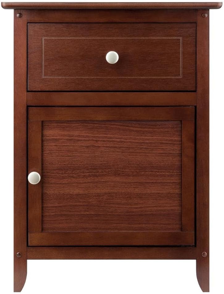 Furnifact Farmhouse End Table in Solid Wood Walnut Finish, Wooden Nightstand ...