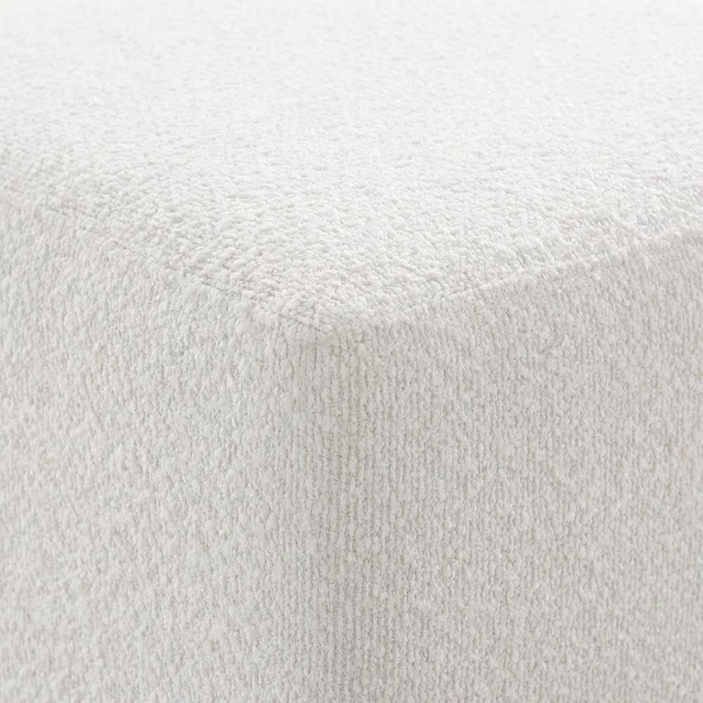 Brown 17" Square Boucle Upholstered Ottoman, Indoor-Outdoor Seating, Plu...