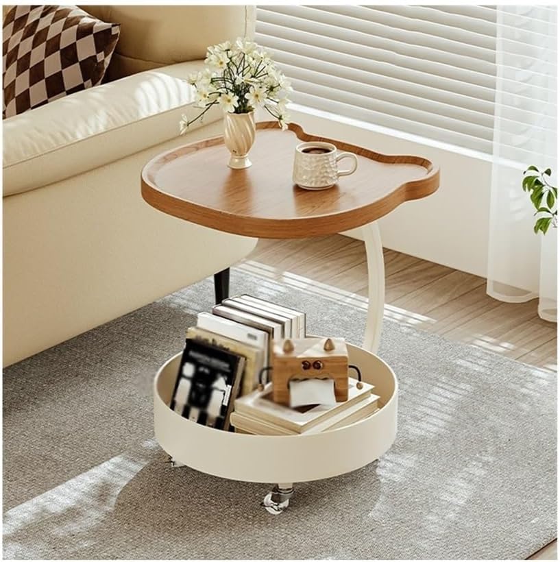 Movable Sofa Side Table Cute Minimalist Small Trolley Living Room Corner Whee...