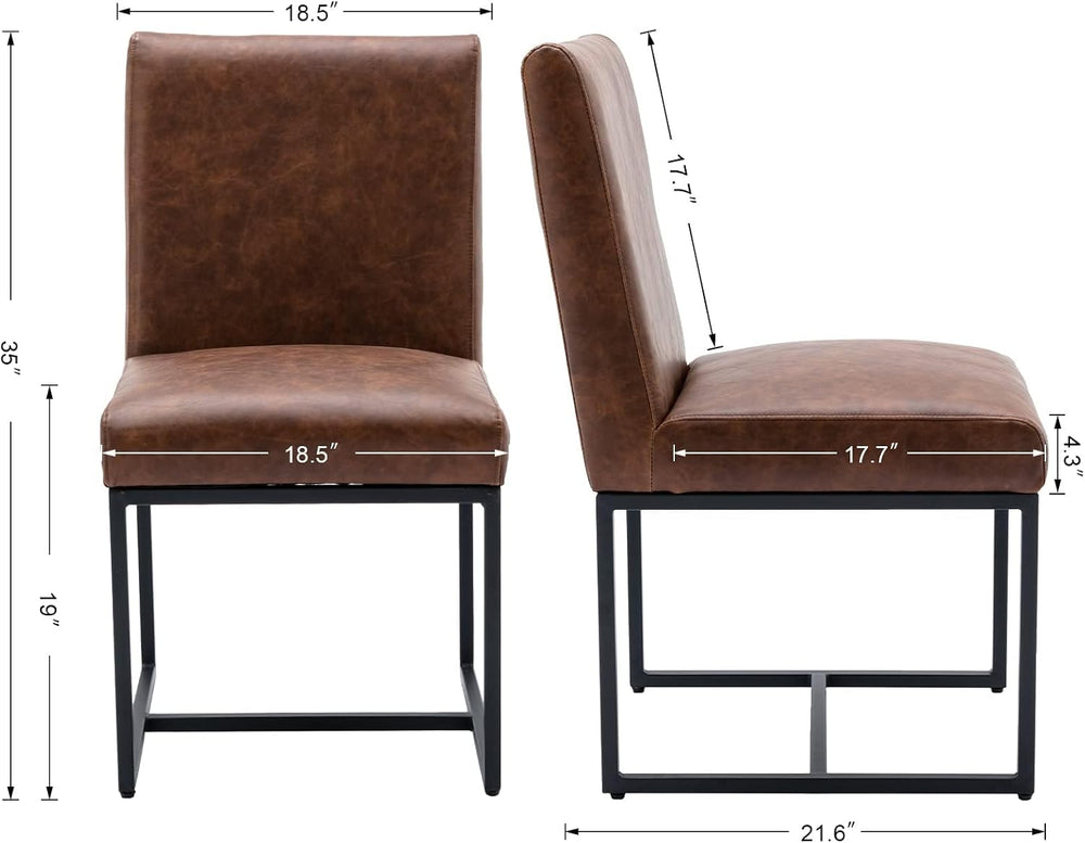 BESTANO Modern Dining Chairs Set of 4, Brown PU Leather Upholstered Kitchen &...