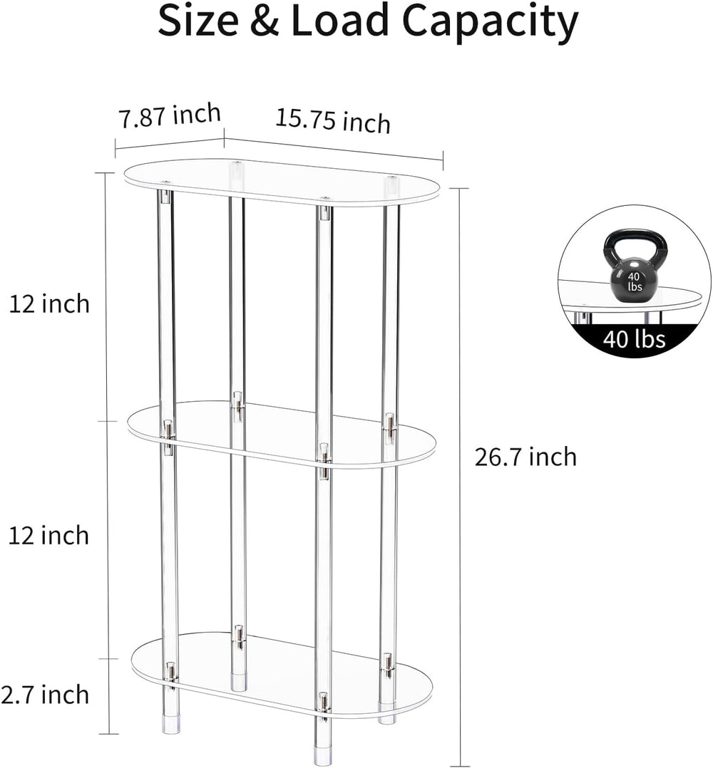 Clear Acrylic Narrow Side Table for Small Spaces, 15.75" L x 7.87" ...