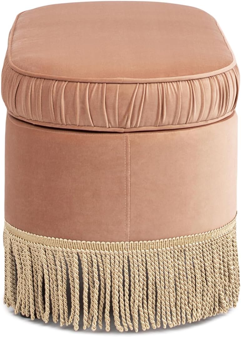 Jennifer Taylor Home Celeste 38" Oval Storage Bench Ottoman, Peach Orang...