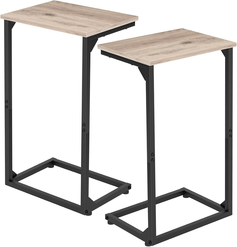 AMHANCIBLE C Shaped End Tables Set of 2, Couch Side Tables that Slide Under S...
