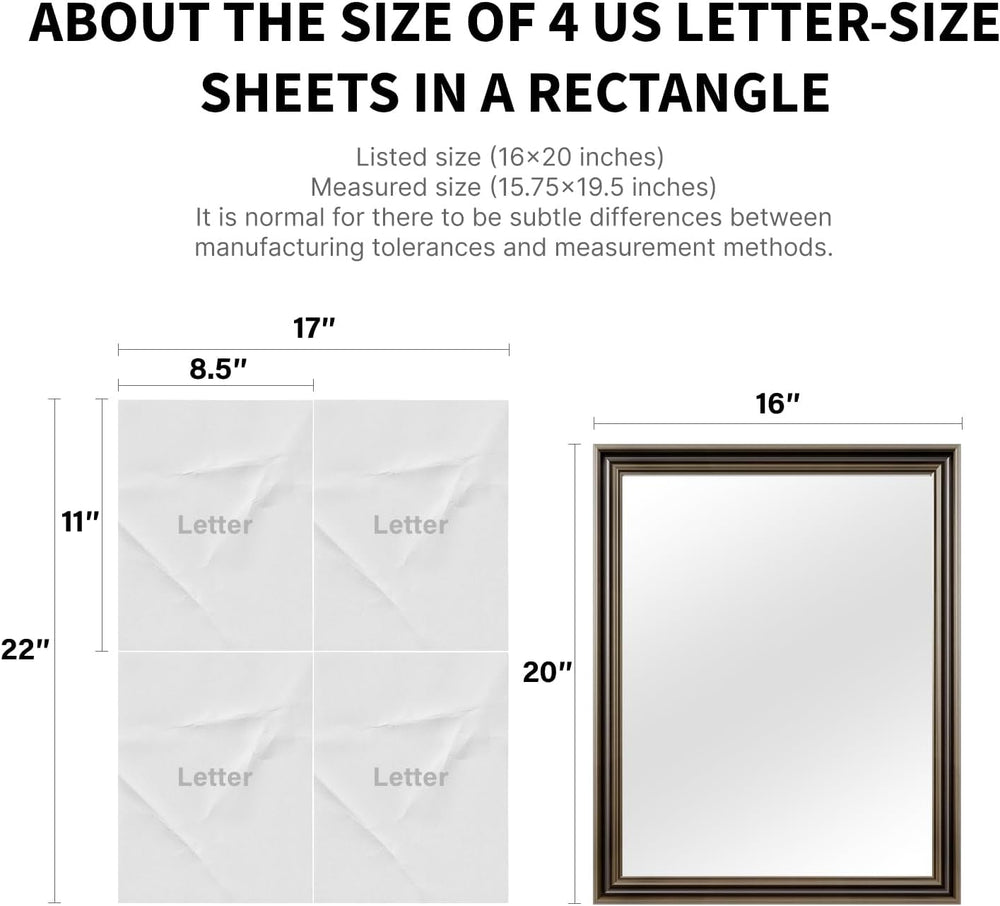Retro Copper Effect Framed Wall Mirror, 16x20 Rectangle Mirror