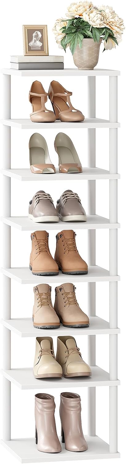 HOOBRO Vertical Shoe Rack, 8-Tier Narrow Shoe Shelf, Shoe Storage Organizer f...