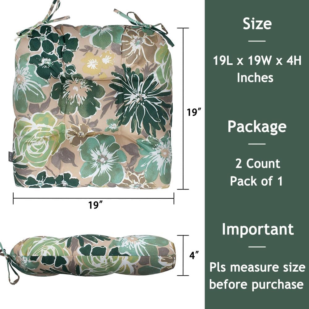 Magpie Fabrics 19"x19" Tufted Seat Cushion 2 Pack, U-Shaped Patio C...
