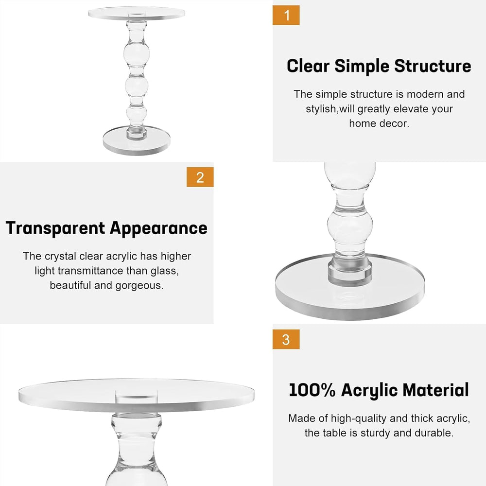 Acrylic Side Table, Acrylic End Table,Clear Round Side/End Table with Support...