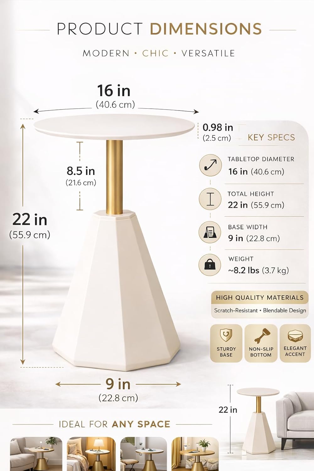 Round Wood Side Table, Coffee Nightstand Cocktail Drink Modern Accent Circle ...