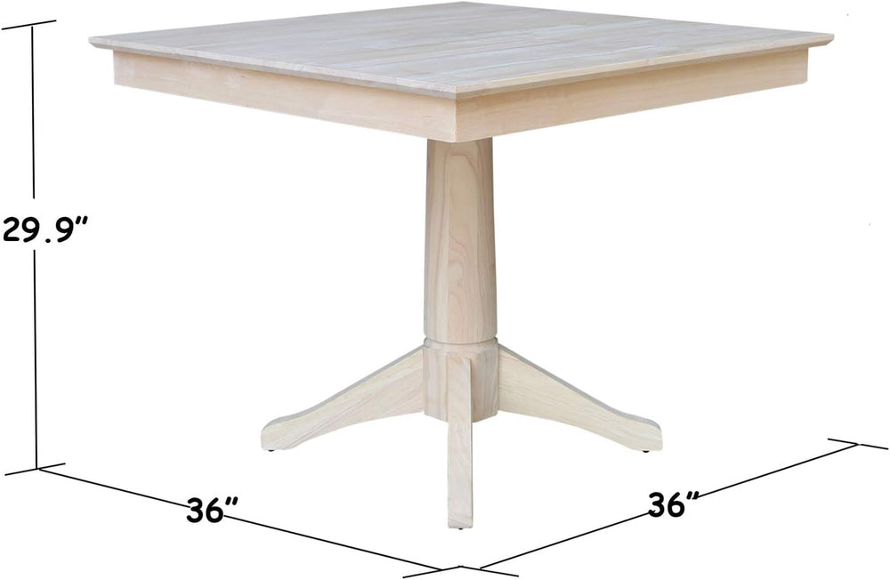 International Concepts 36" x 36" Natural Solid Wood Square Top Pede...