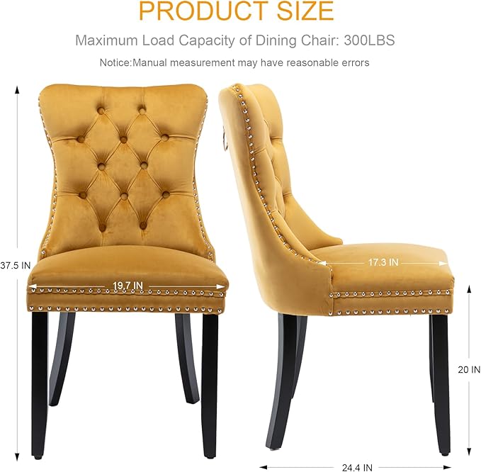 Velvet Dining Chairs Set of 6, Tufted Upholstered Dining Room Chairs with Bac...