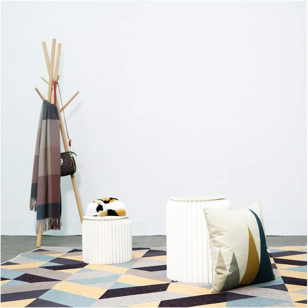 Modern White Paper Stool Foldable - 11 inch Heigh - Compact, Sturdy & Por...