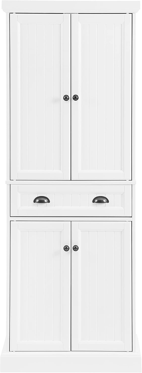 Crosley Furniture Shoreline Coastal Pantry Storage Cabinet with Shelves, Kitc...
