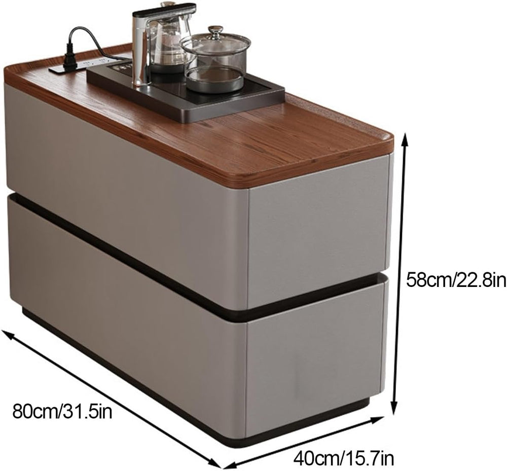 31.5" Modern Narrow Side Table for Sofa Bedside Nightstand with 2 Storag...