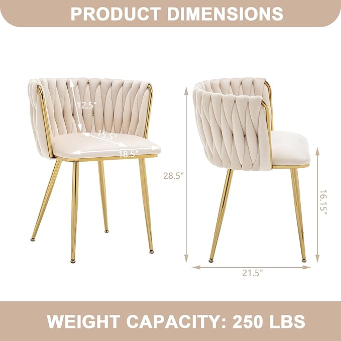 Kiztir Velvet Dining Chairs Set of 4 Upholstered Modern Dining Room Chairs wi...