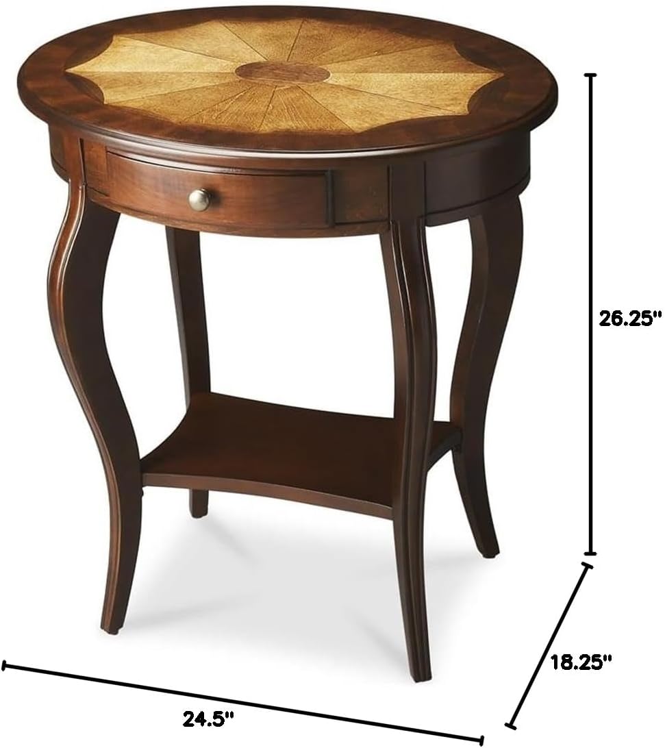 Beaumont Lane Traditional Oval Accent Table, Cherry Finish, Rubberwood and MD...