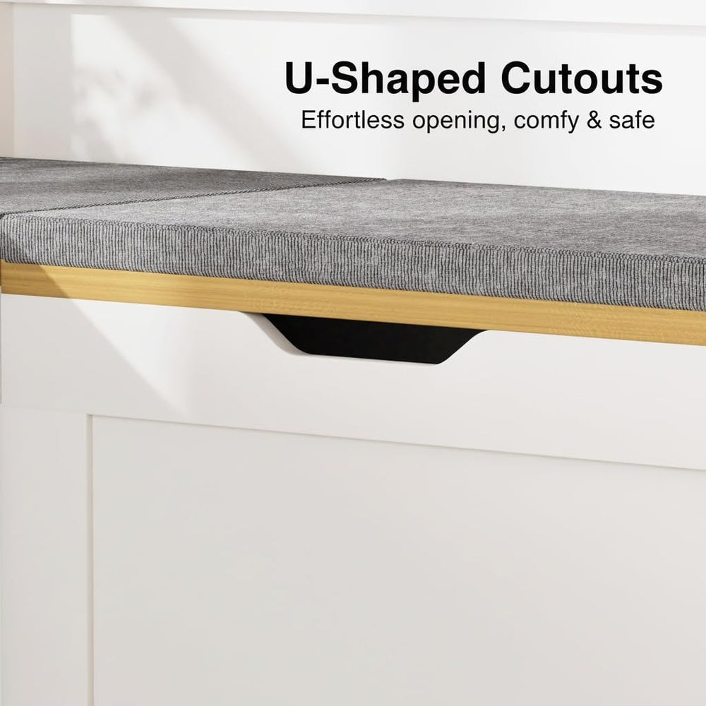 L-Shape Storage Bench with Cushion, 3-Pcs Large Capacity Entryway Chest Corne...