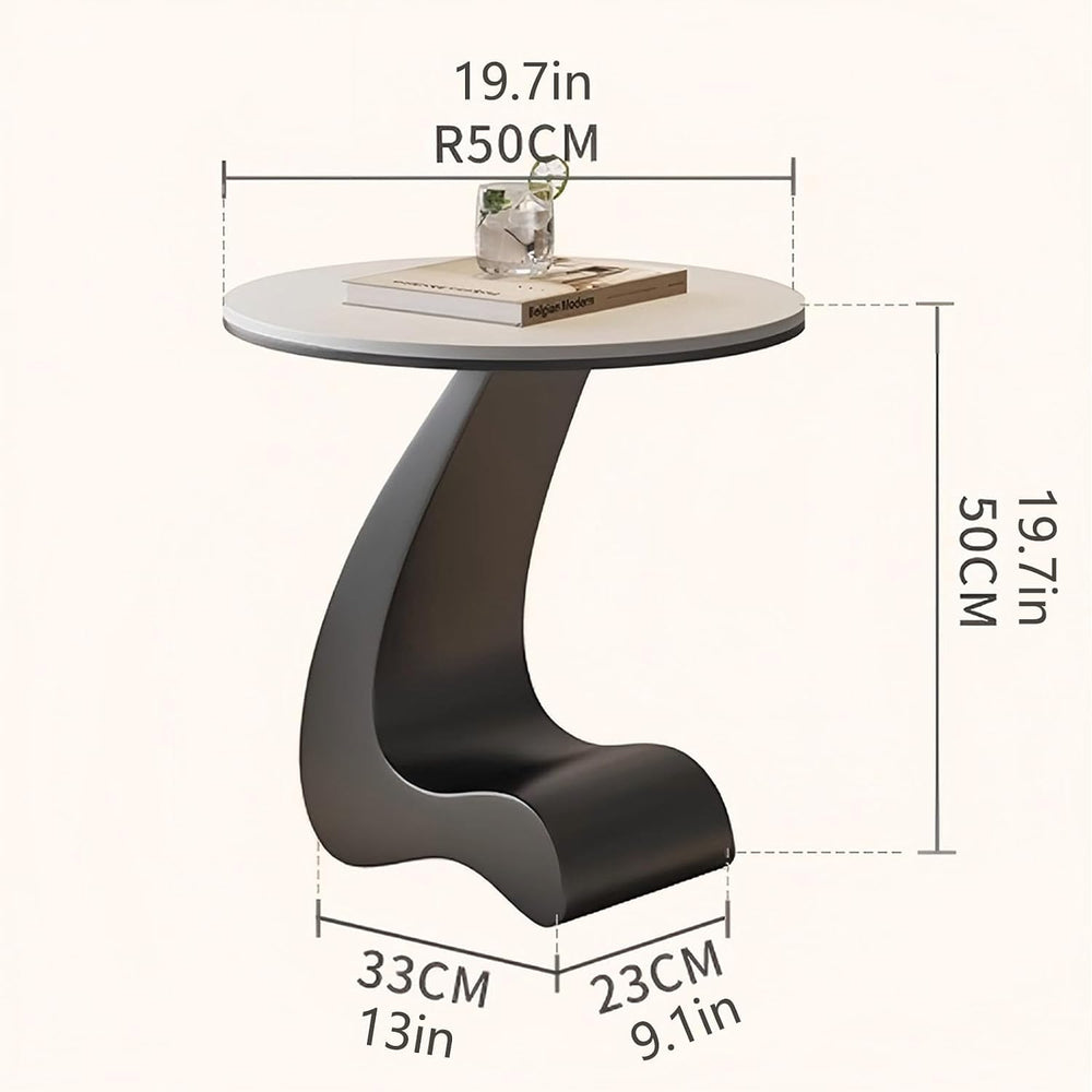 Modern Round Side Table,C Shaped End Table for Couch,Coffee Table with Sinter...