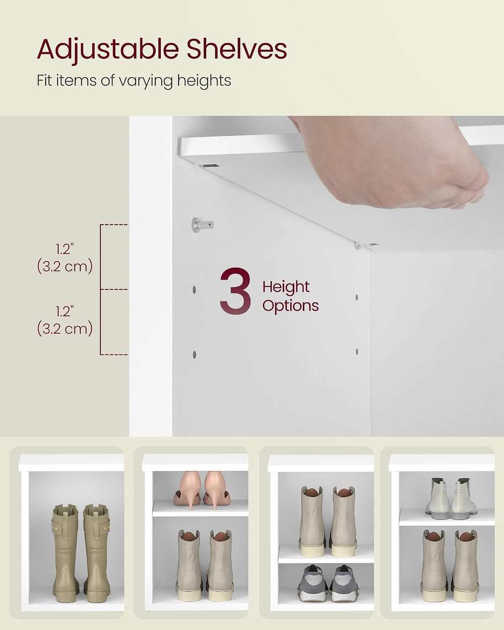 VASAGLE Shoe Bench, Storage Bench, 6 Compartments, Adjustable Shelves, for Li...