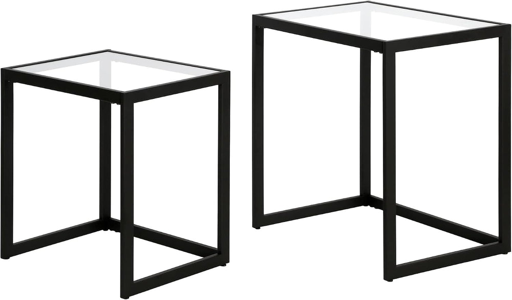 Henn&Hart Rectangular Nested Side Table in Blackened Bronze, Table for Li...