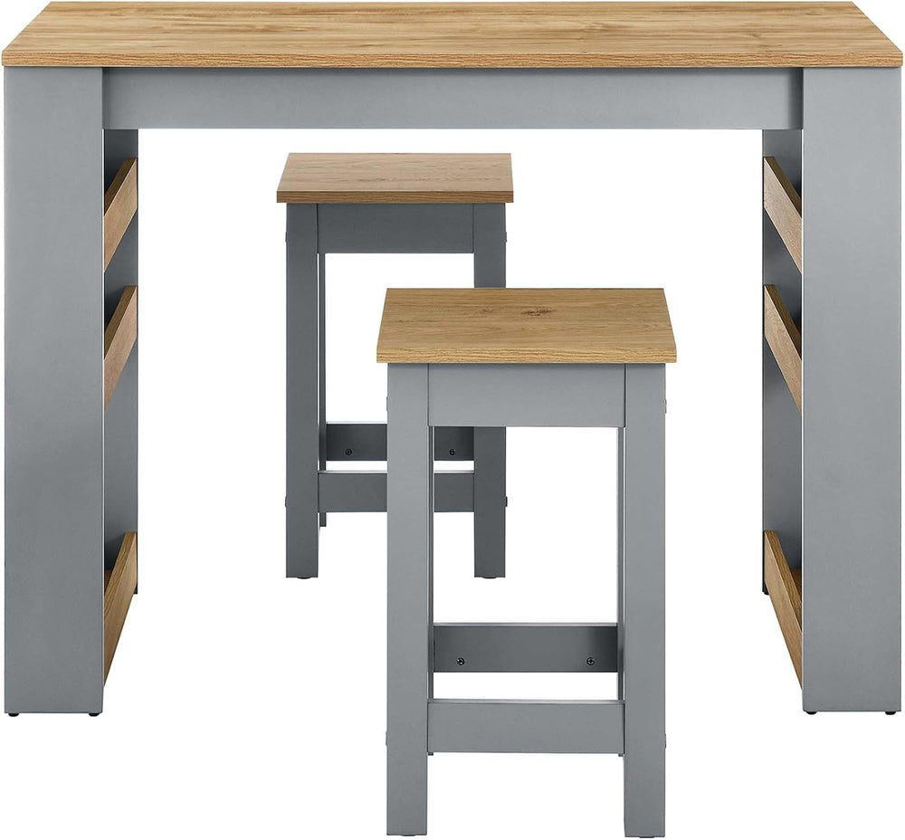 Modway Galley 3-Piece Small Kitchen Island Set with Seating and Storage in Oa...