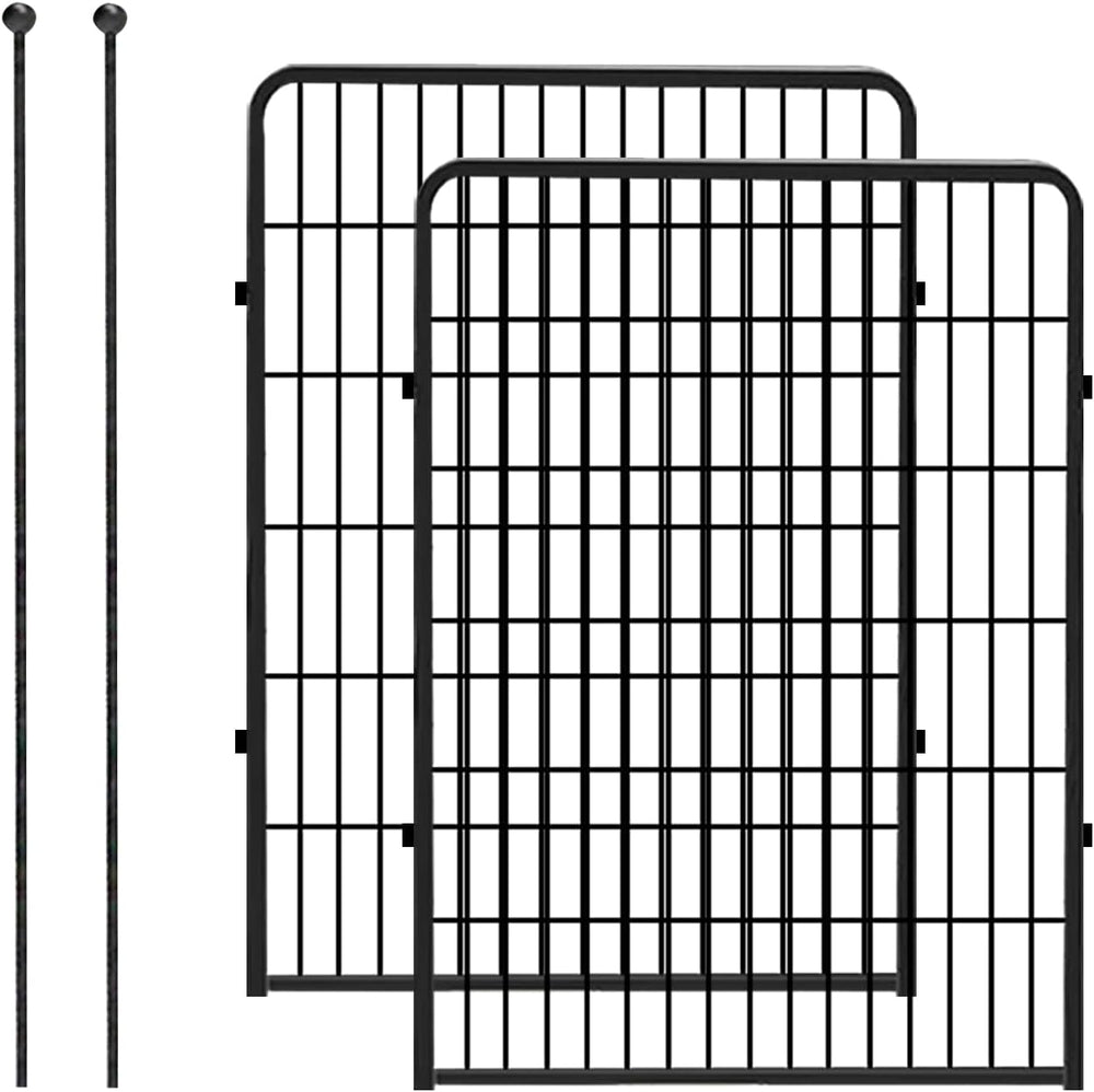 Decorative Black Metal Fencing Garden Fence with Gate, 4.5ft(L) 32in(H) 2 Fen...