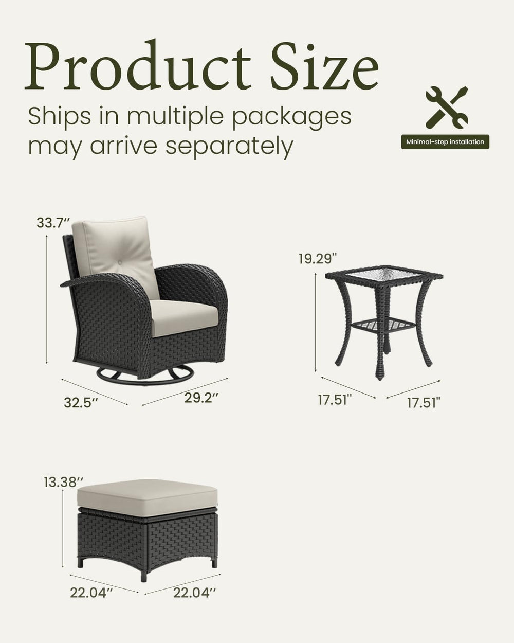LayinSun 5 Pieces Outdoor Patio Furniture Set